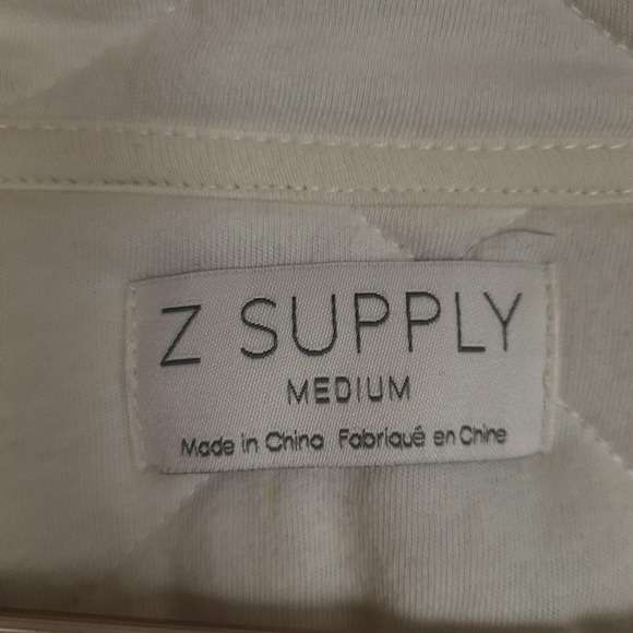 Z Supply Quilted Jacket Womens Medium White Blue Floral Patchwork Snap Pockets - Picture 15 of 16